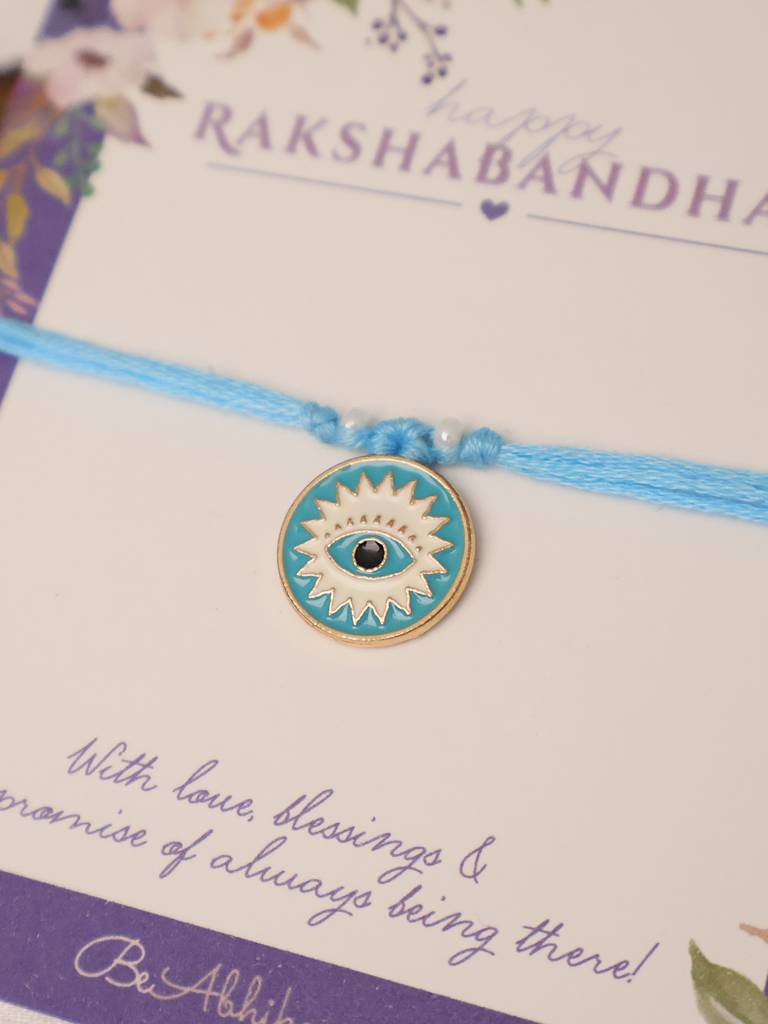 Evil Eye Protection Rakhi With Roli Chawal Capsules : ACJR107-Bl