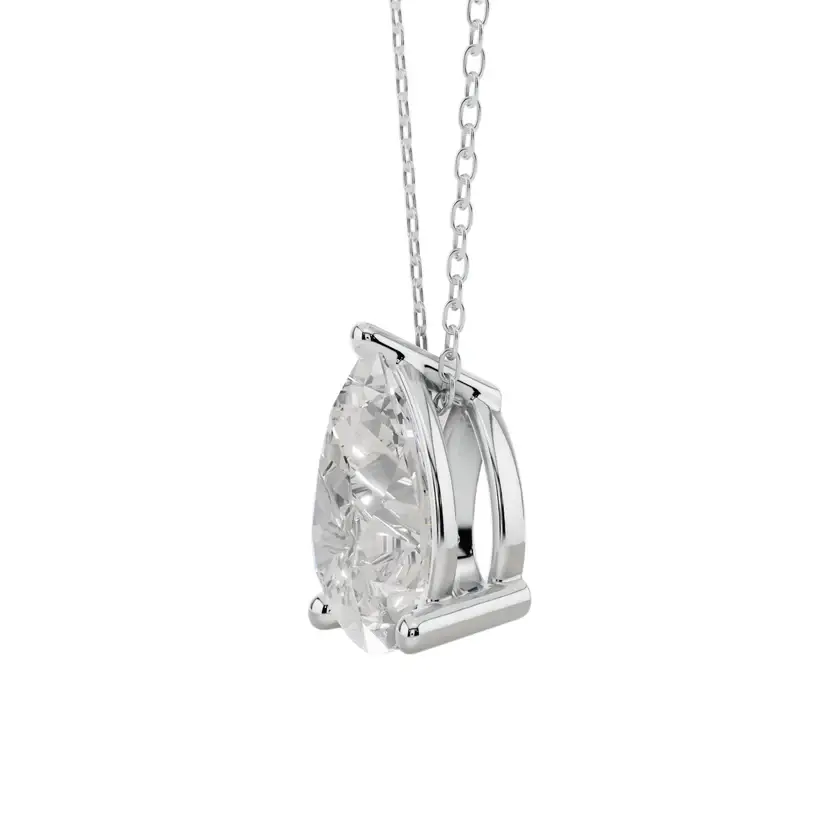 Chic Pear Solitaire Semi Silver Pendant Necklace : VST-PER-10-SM-W-C