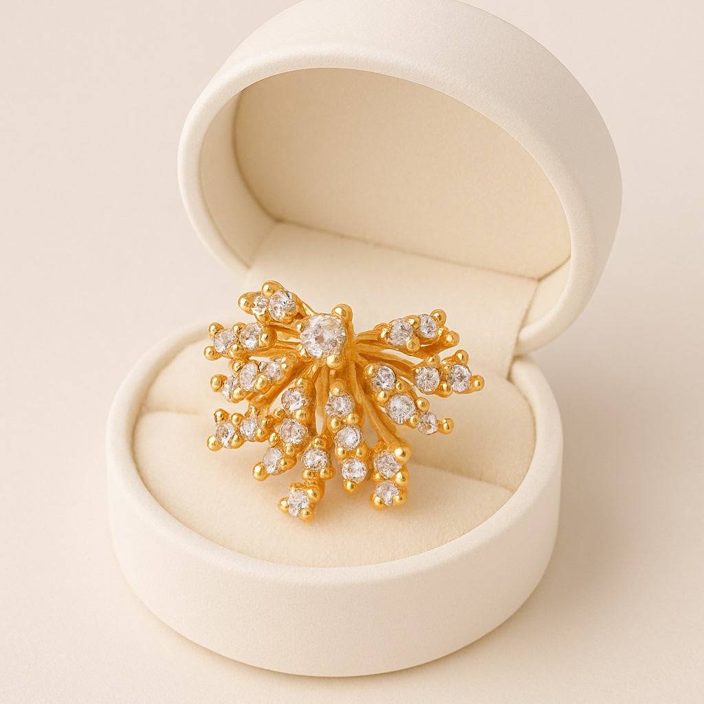 White Cz Yellow Plated Floral Cluster Nose Pin 925 Sterling Silver : NP-00275