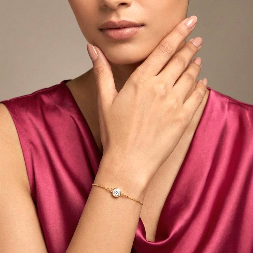 Stylish Adjustable Bracelet For Women & Girls | Gold Plated | Crystal Studded | Festive Stylish Design Jewellery | B : PX8B58G