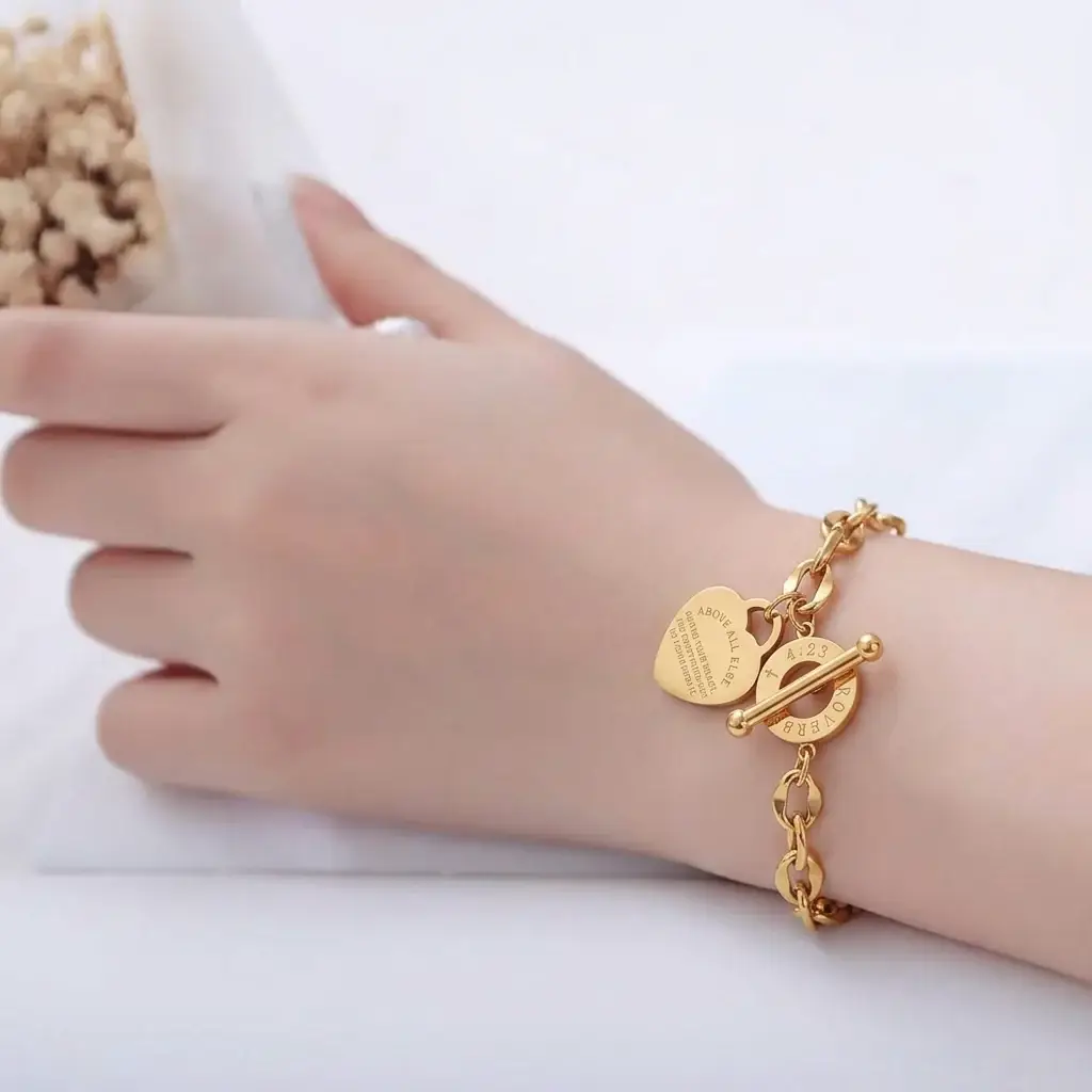 Forever Linked Heart Charm Bracelet : BS14618-G