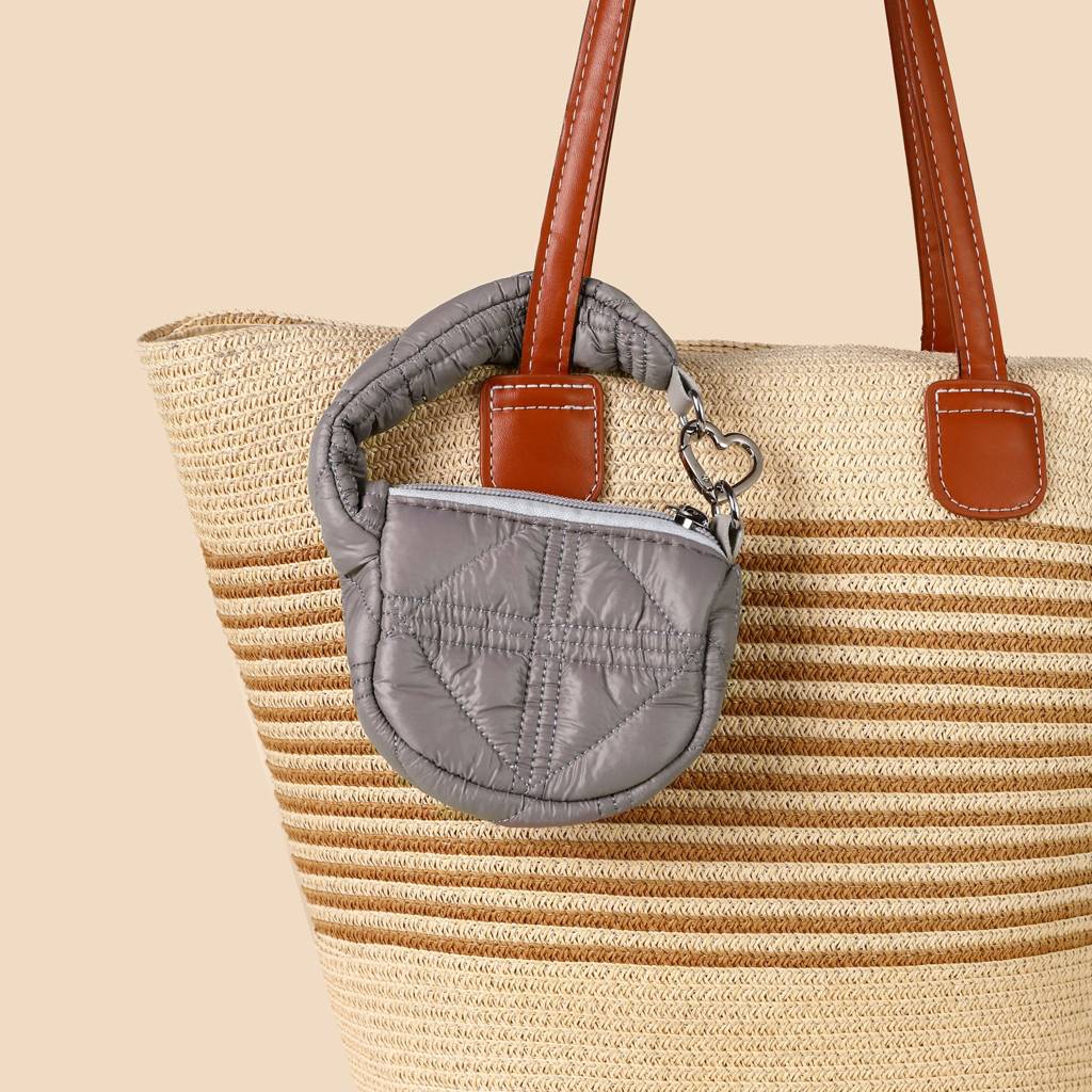 Mini Quilted Puff Bag Charm : C-BG-0091-GY