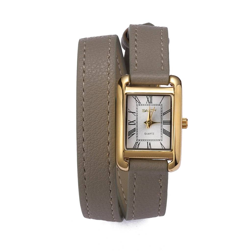 Vintage Muse Leather Strap Wrappable Watch : WT-S-0022-GY-WH
