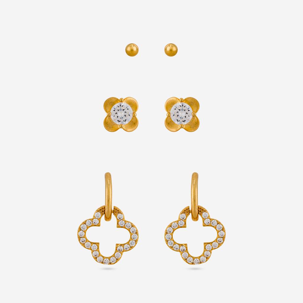 White - Plated Casual Wear Trendy Zircon Earring - 464789 : 464789