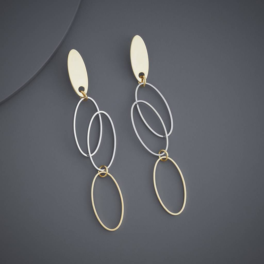 Rhodium-Gold - Plated Casual Wear Trendy Earring - 439313 : 439313