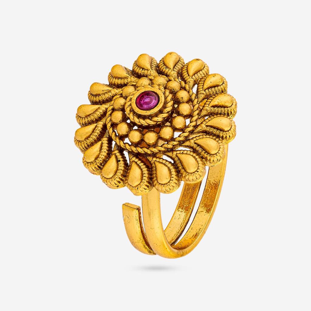 Ruby Gold Plated - Festive Antique Finger Ring - 460645 : 460645