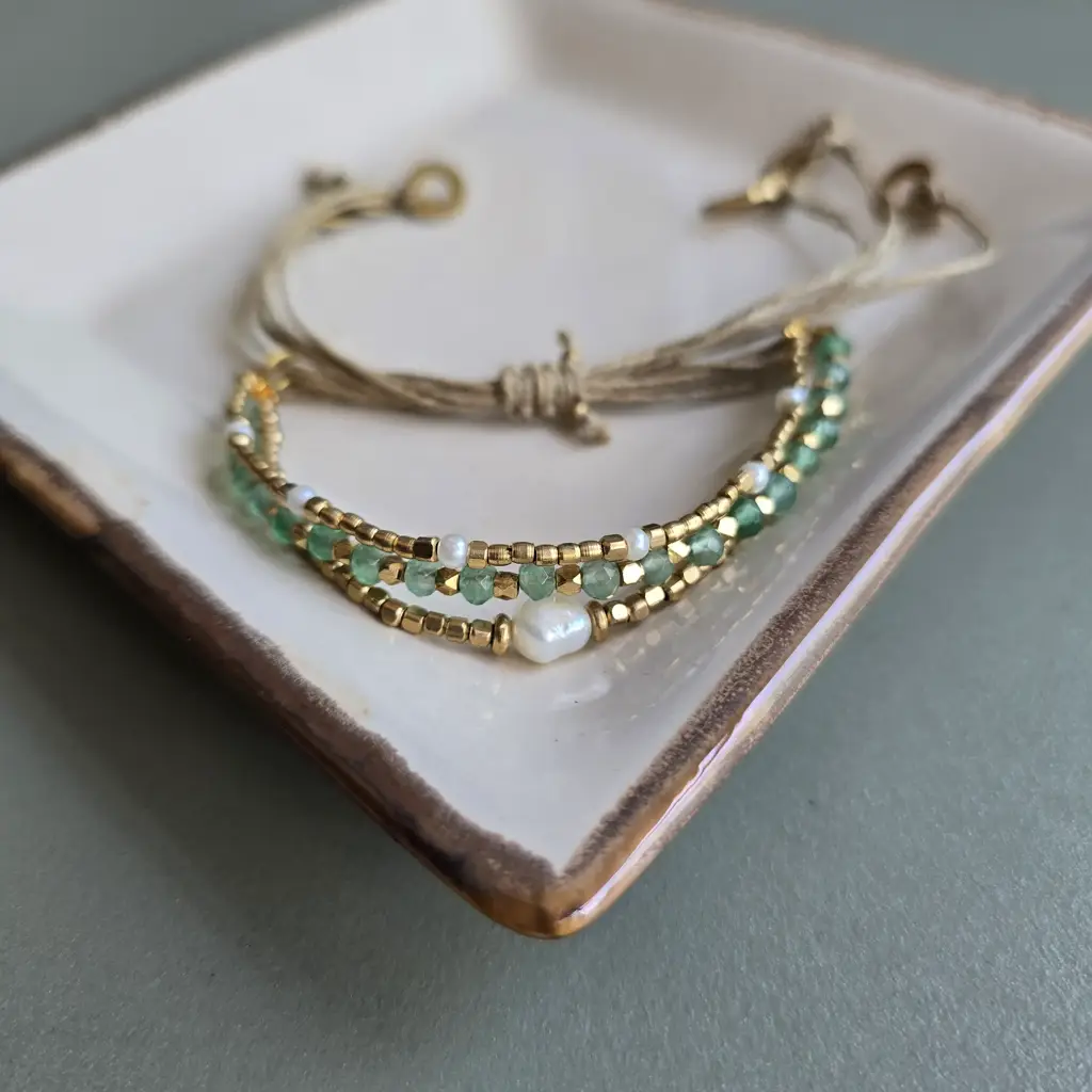 Aqua Green Onyx Lumba Bracelet With Brass Charms : aqua-green-onyx-lumba-bracelet-with-brass-charms