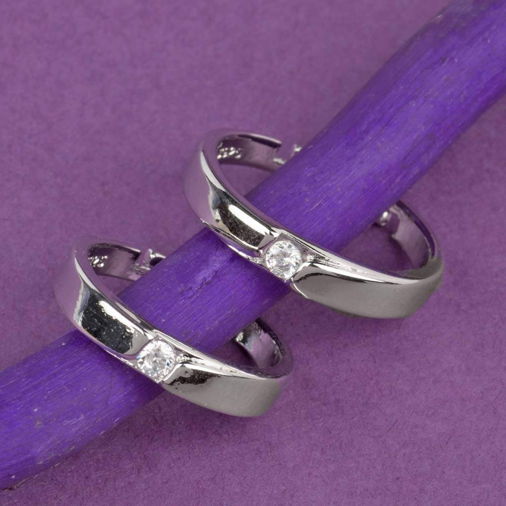 Silver Plated Classic Solitaire Couple Rings For Lovers Promise Engagement Wedding Band Jewellery Gift For Men Women : PFCCR08