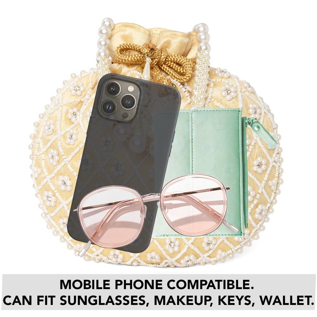 Potli Purses For Women Handmade Evening Handbag Stylish Bridal Fashion Wristlet Bag For Girls : P202CRM