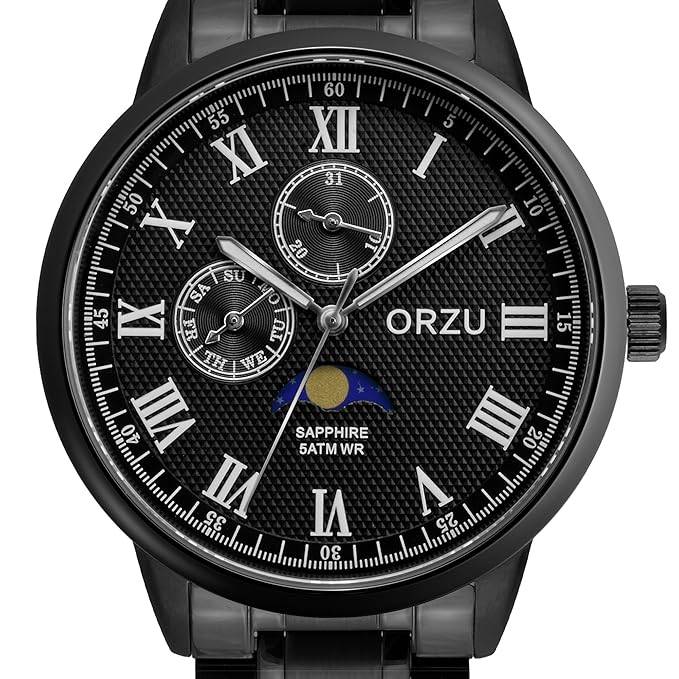Multifunction Moon Phase Black Dial Men'S Watch - Mm40022 | Stainless Steel Case & Solid Band | Sapphire Glass | Bla : MM40022