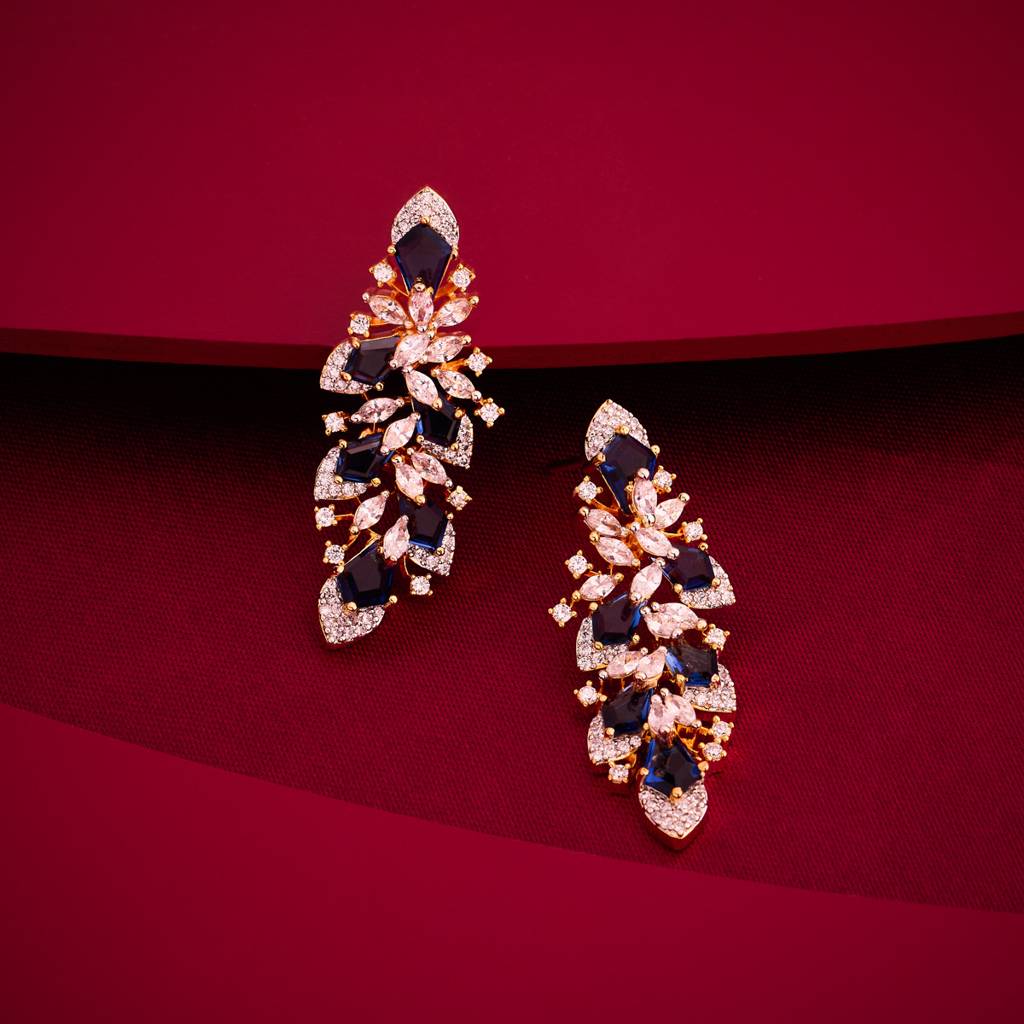 Rhodium-Gold - Plated Party Wear Zircon Earring - 457795 : 457797