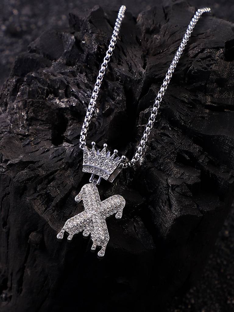 Men'S The Drip Alphabet Pendant Necklace - Metallic Silver : FANC1096-X