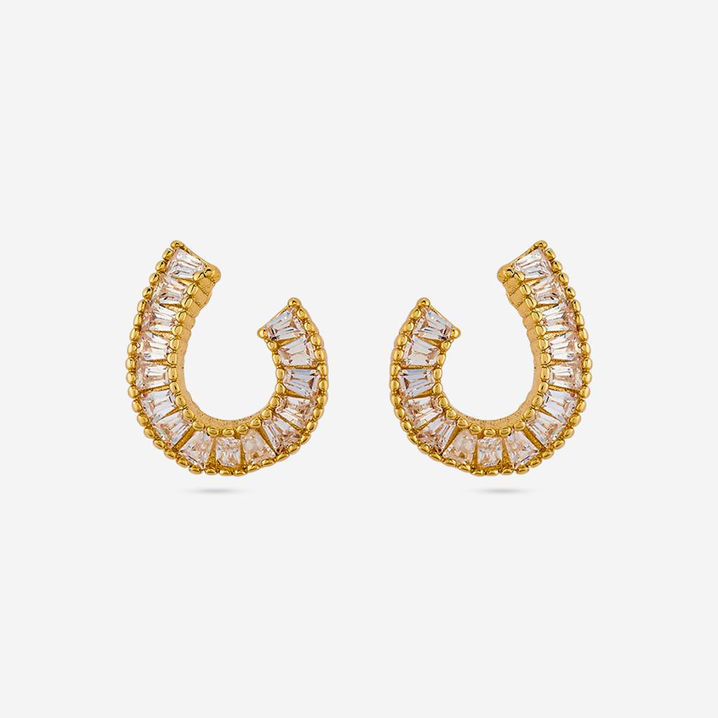 White - Plated Casual Wear Trendy Zircon Earring - 466988 : 466988