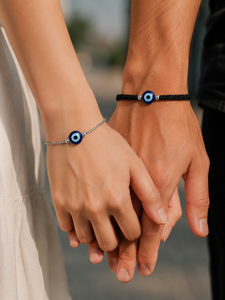 925 Sterling Silver Evil Eye Chain Bracelet : SMK-W-BR-022