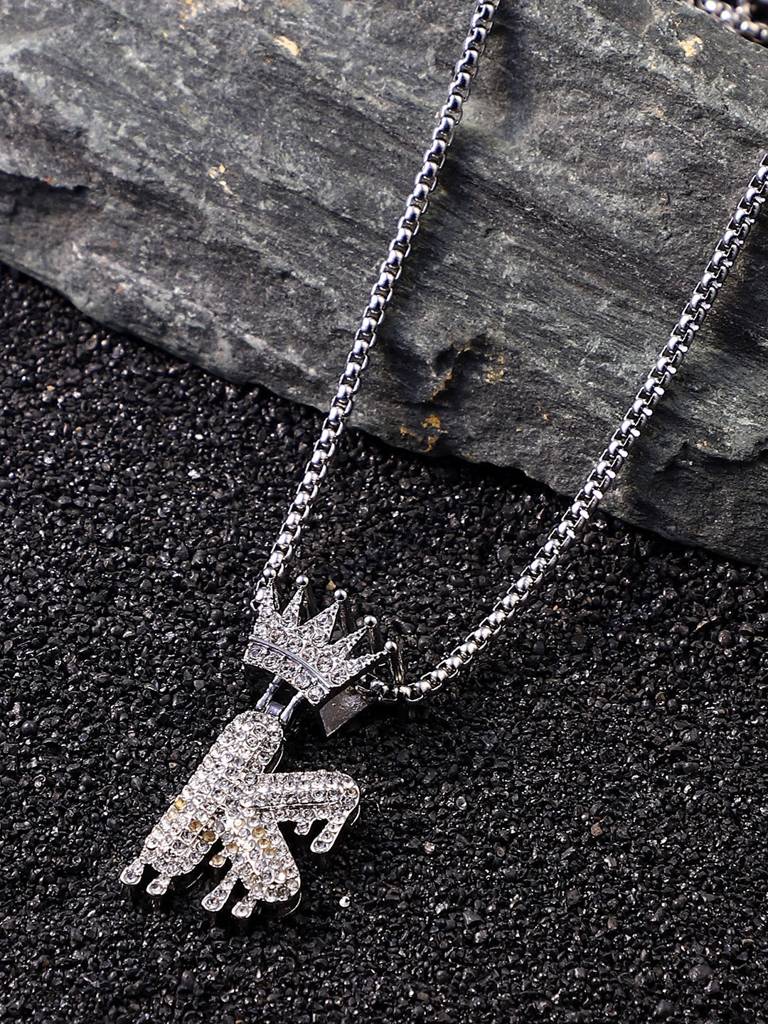 Men'S The Drip Alphabet Pendant Necklace - Metallic Silver : FANC1096-K