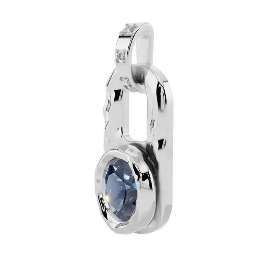 Deep Sea Link Semi Silver Pendant Necklace : VFL11-S-SM--C
