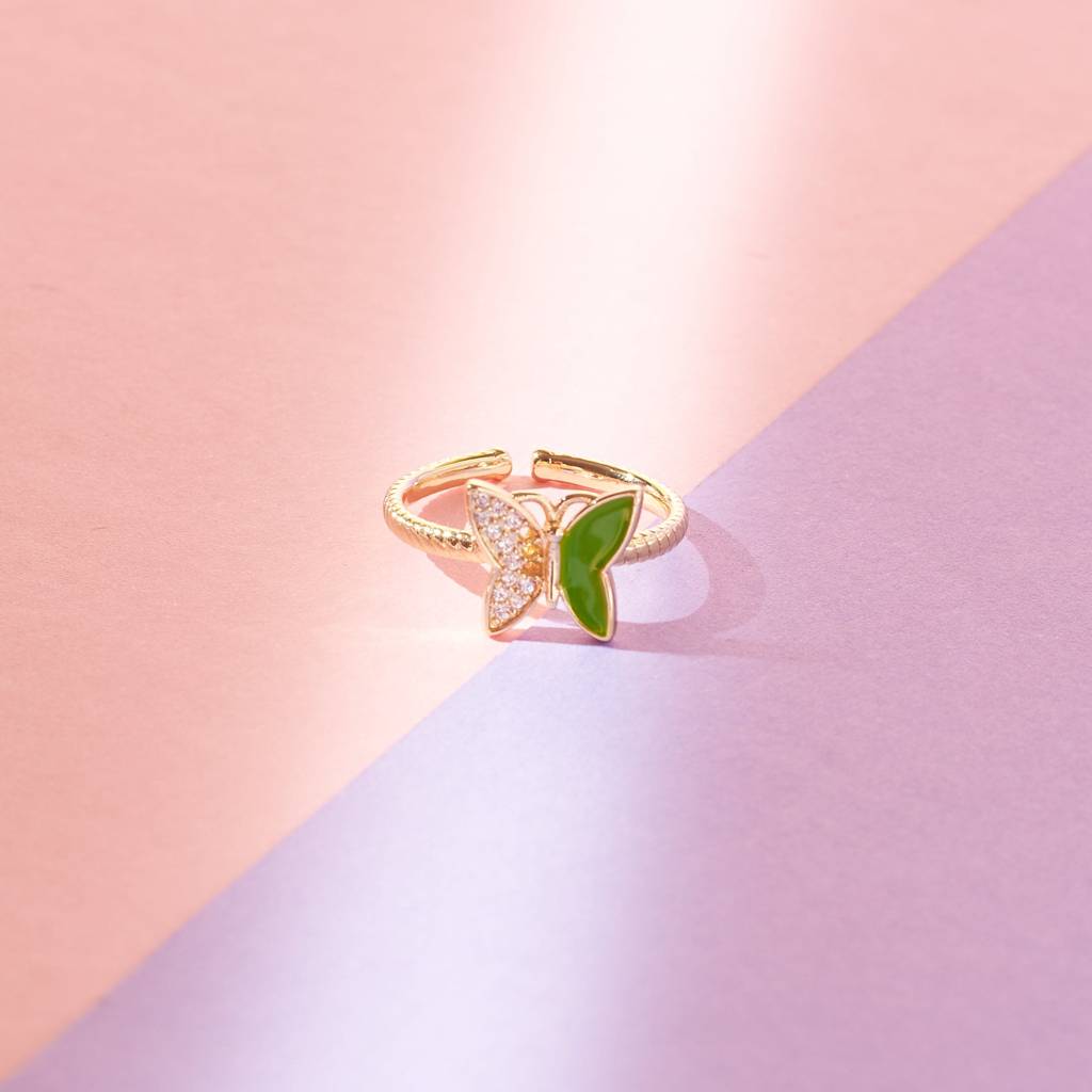 Floral Fantasy Butterfly Ring : RS12839-G-GRN