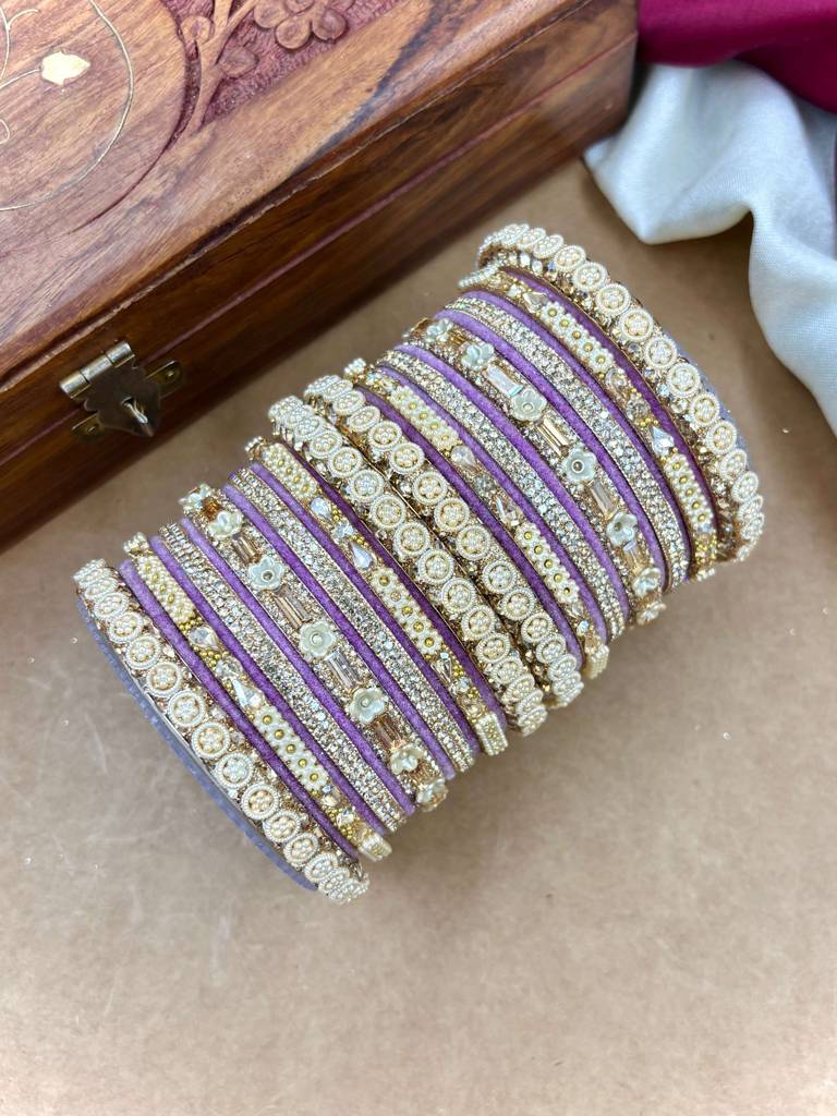 Velvet Bridal Bangles Set : HB-53-24-LAVENDER
