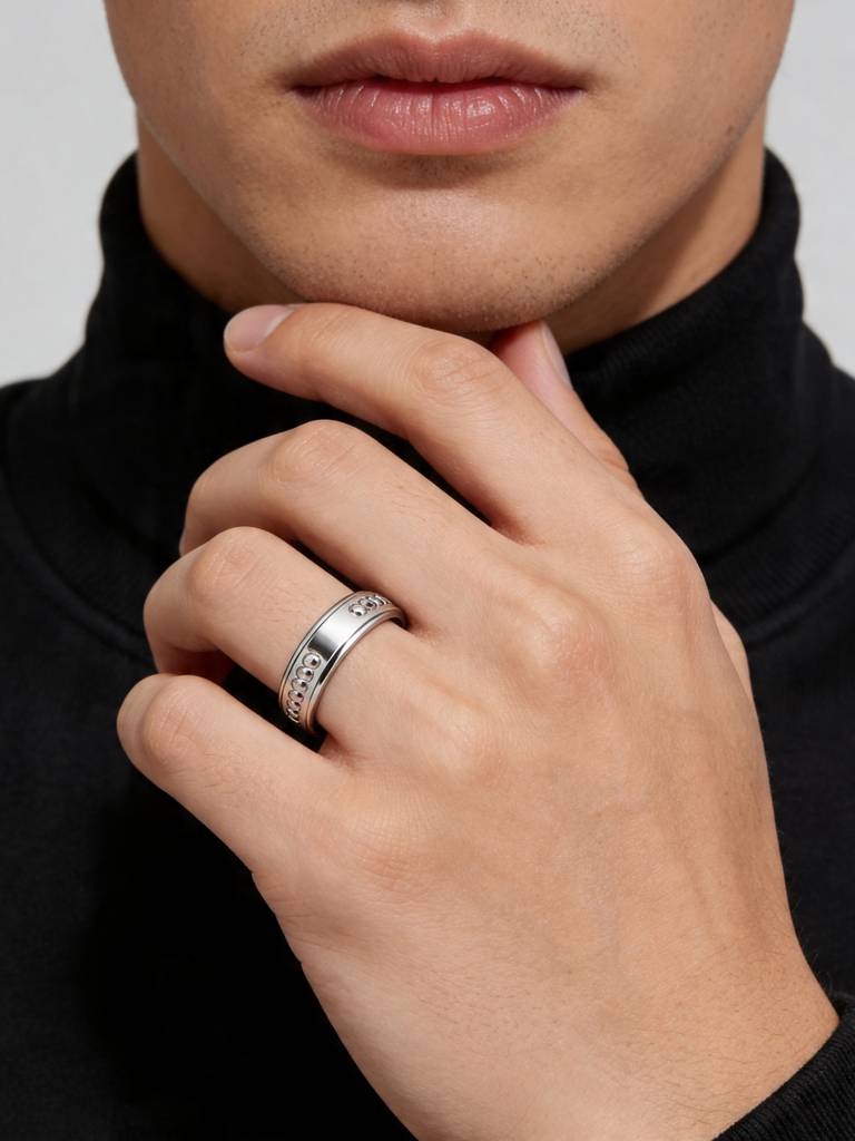 Touch925 Pure 925 Silver Linear Detail Ring : CTGR396