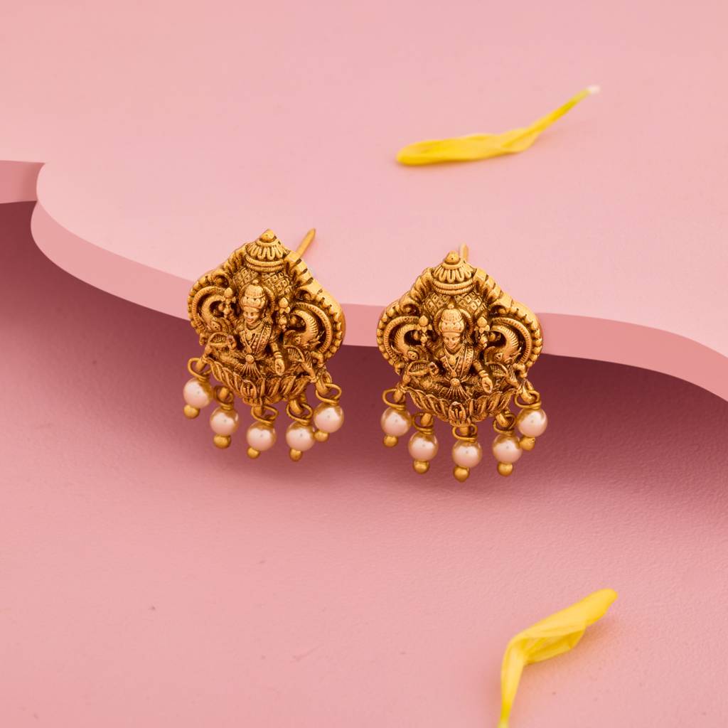 Pearl Gold - Plated Festive Antique Earring - 466756 : 466756
