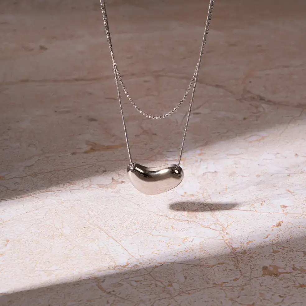 Silver Bean Necklace : NS14858-S