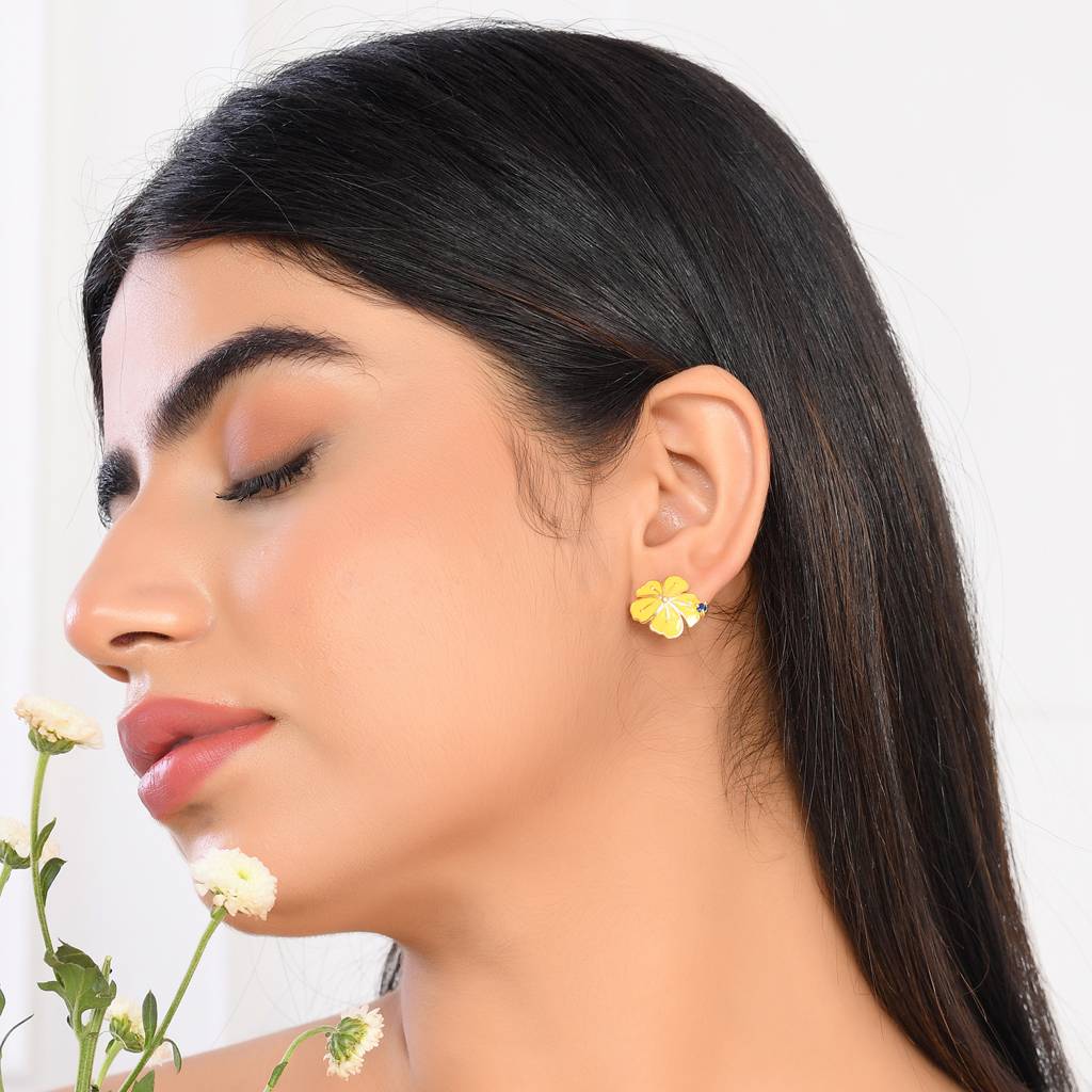 Flower Fantasy Bright Yellow Ear Studs : 8905124528893