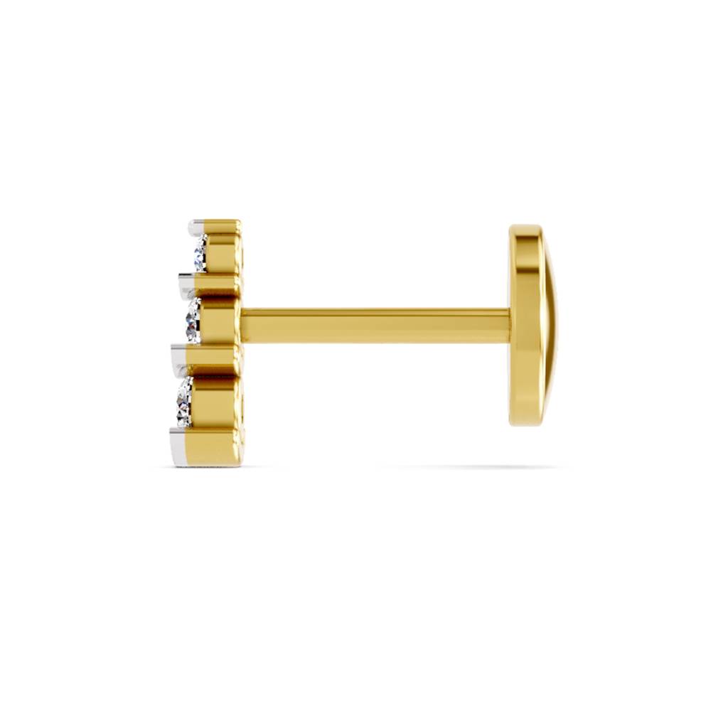 Lab Grown Diamond 0.05Ct Round 925 Sterling Silver Gold Plated Nosepin : SQNP20509-NP-925S-0.05CT