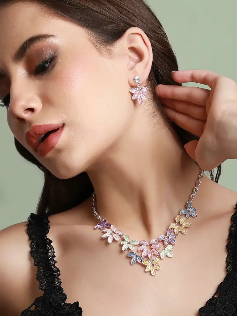 Sanmita-Women'S Multicolour Pastel Foliage Jewellery Set : SOHIJS9776