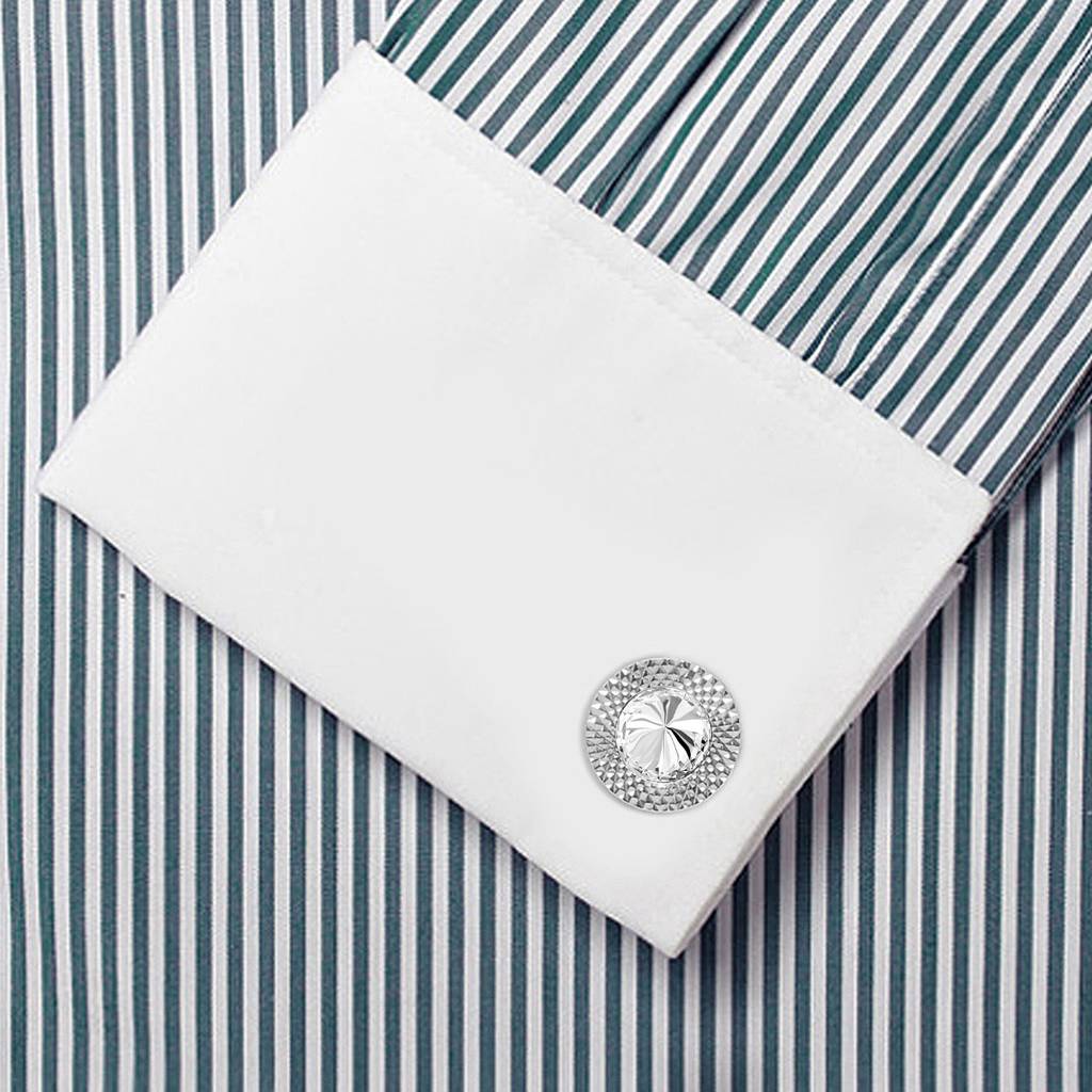 White Silver Plated Cufflinks Set Stylish Wedding Business Accessories For Men & Boys - Valentines Gift For Him : PX9CL22W