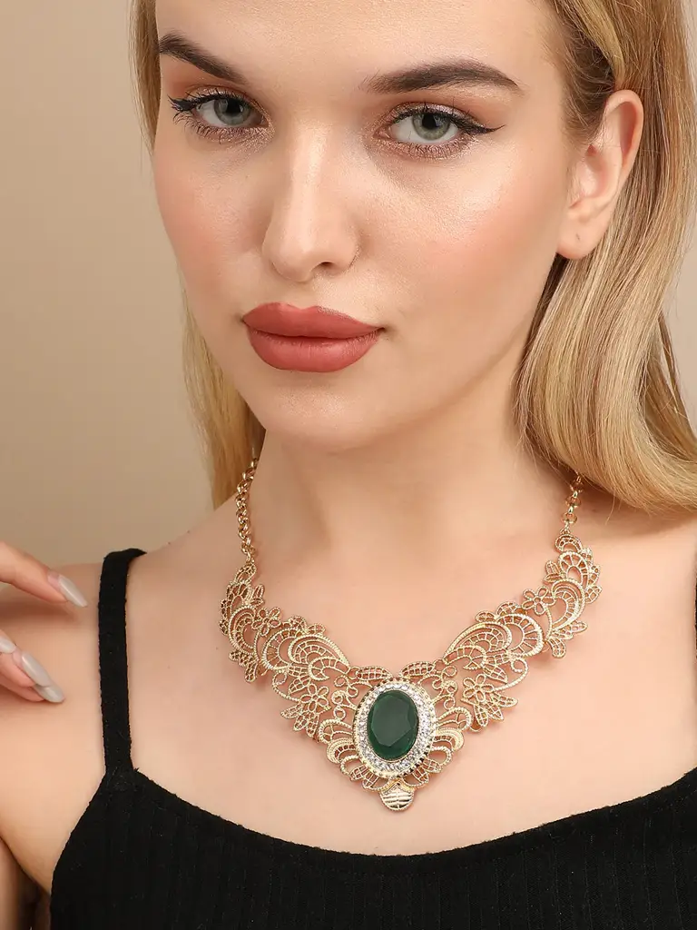 Daphne-Multicolour Designer Statement Stones Necklace : SOHNCK3494