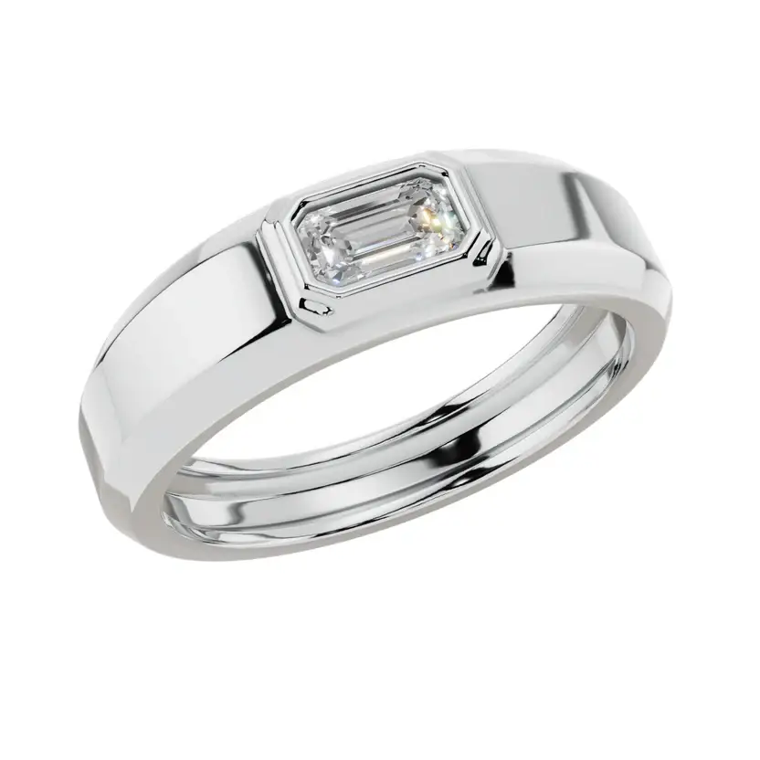 Emerald Cut Solitaire Men’S 925 Silver Ring : VMR10-S-16