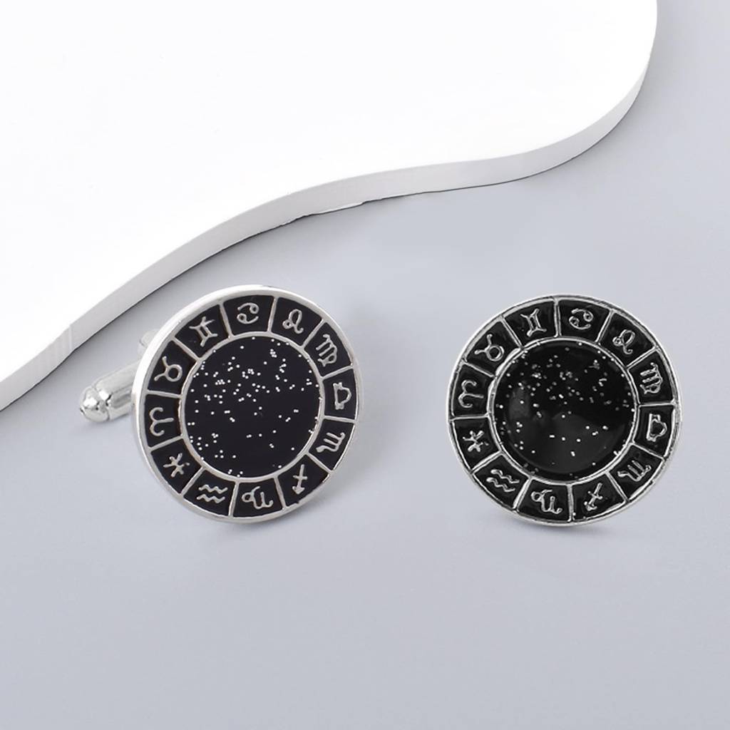 Silver Plated Zodiac Signs Cufflinks Classic Formal Accessories Jewellery For Men : PX9CL156BL