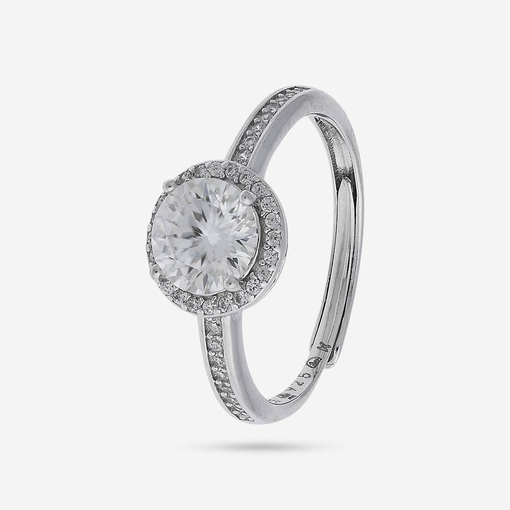White Rhodium - Plated Office Wear Silver Finger Ring - 448500 : 448500