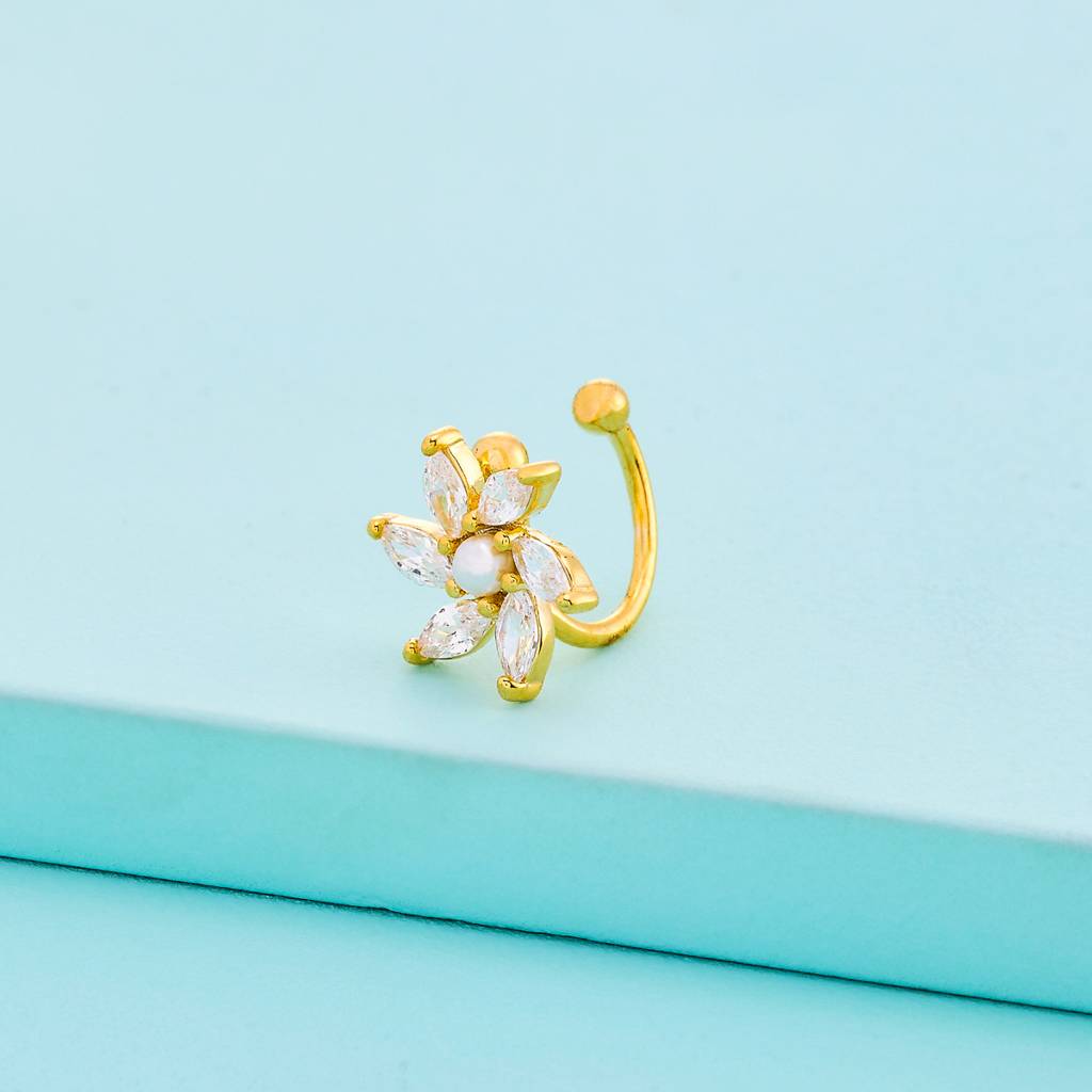 Pearl Gold - Plated Casual Wear Trendy Zircon Earring - 460553 : 460553