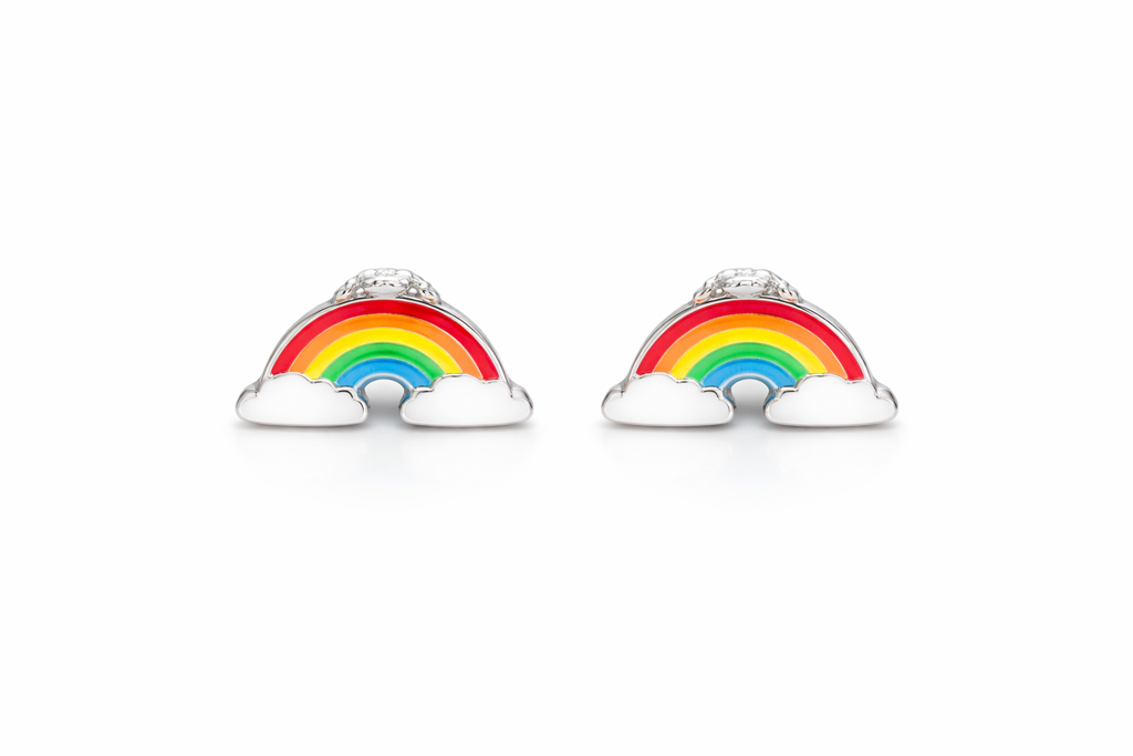 Rainbow Cloud Stud Earrings-92.5 Silver : SSG-25-RE