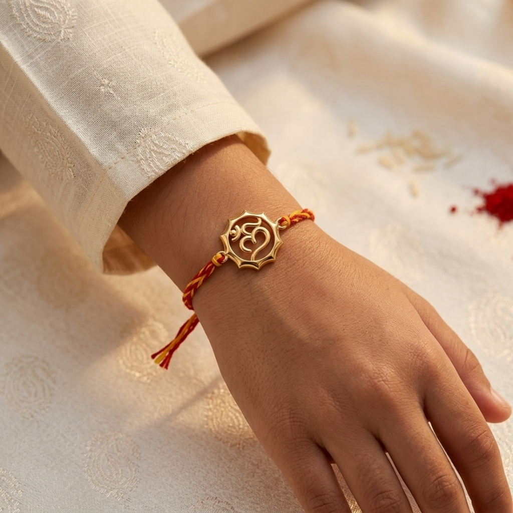 Om 925 Sterling Silver Rakhi For Brother : RB-0009