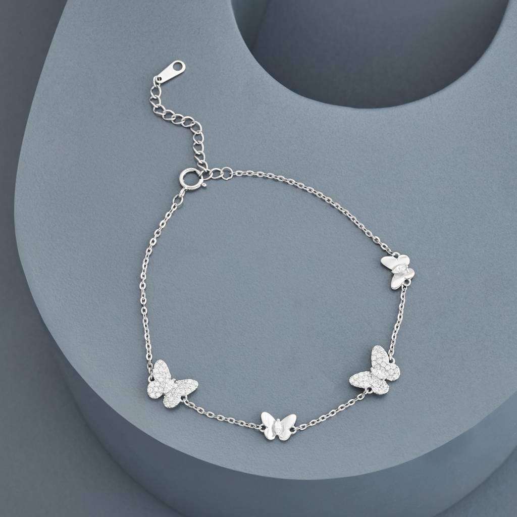 White - Plated Office Wear Silver Bracelet - 466410 : 466411