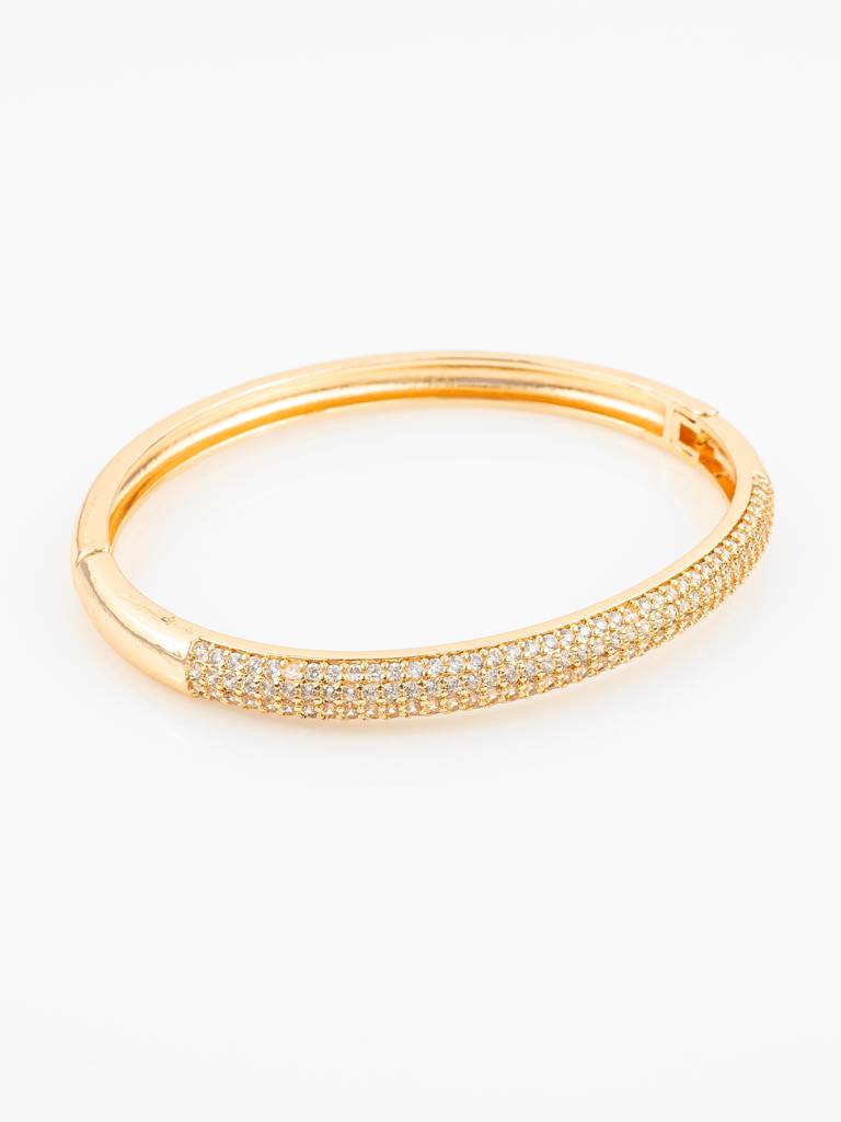 Gold Plated American Diamond Adjustable Kada Bangle For Women Â€“ Party Wear Traditional Jewellery : BG2590