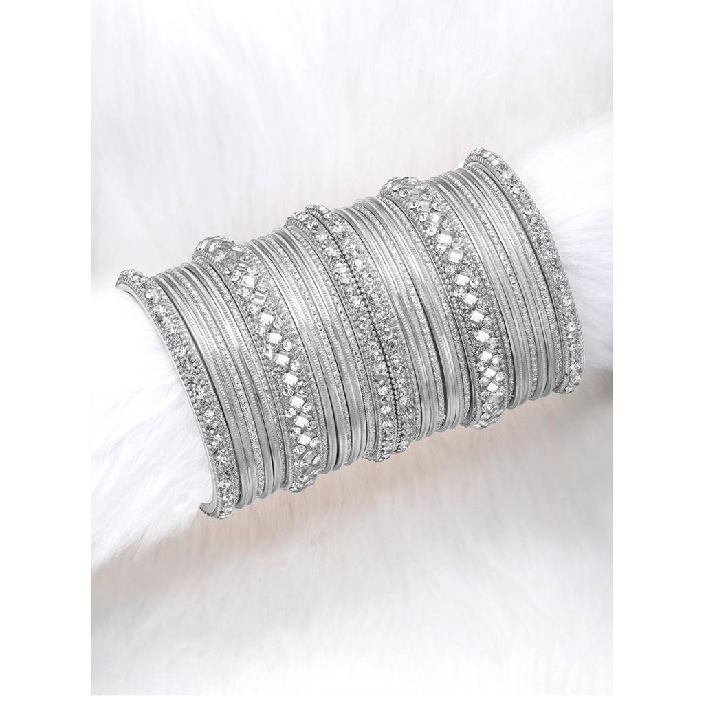 Diamond Metal Chuda Bangle Set Indian Traditional Bridal Wedding Fashion Jewellery For Women : PF51B36S