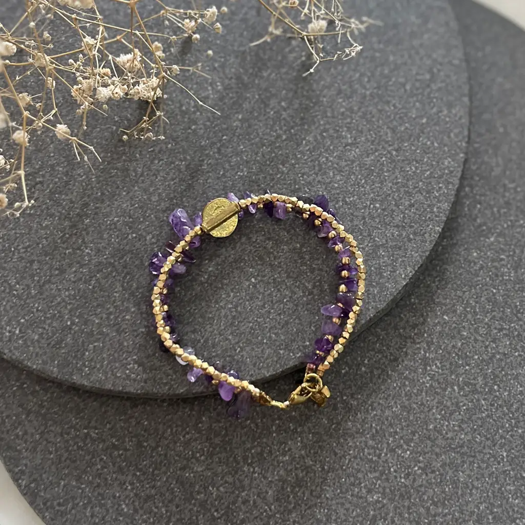 Amethyst Bracelet With Bird Charms : B27