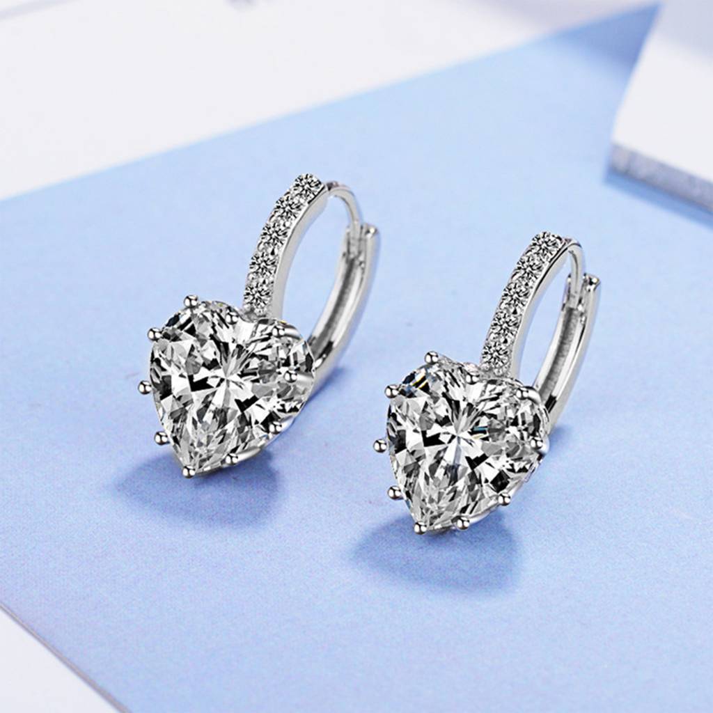 Eternz Certified Jewellery - Peora Cubic Zirconia Studded Silver Plated Hoop Earrings Stylish Fancy Jewellery For Women & Girls