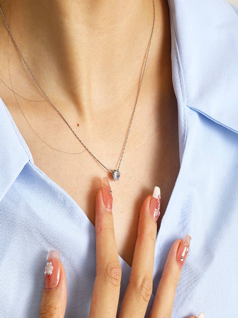 Zircon Thin Neck Chain Anti-Tarnish Necklace : ALH0626PN401S