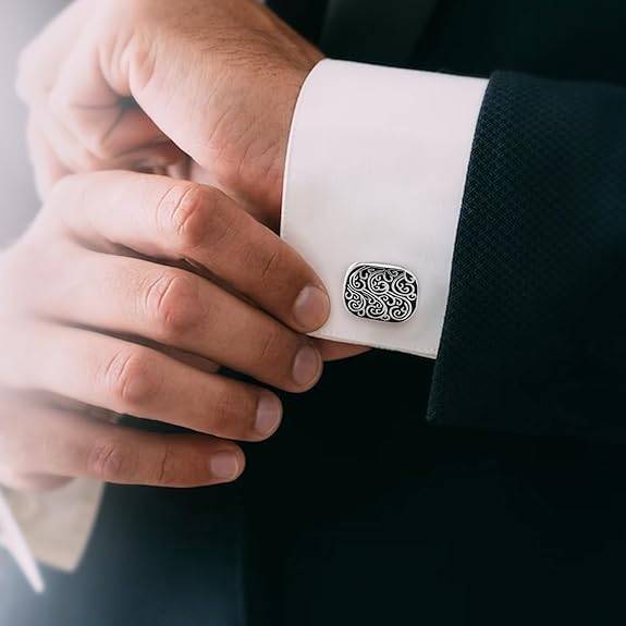 Black Classic Cufflinks For Men & Boys Silver Plated Stainless Steel Business Formal Design Jewellery Birthday A : PX9CL169SBL