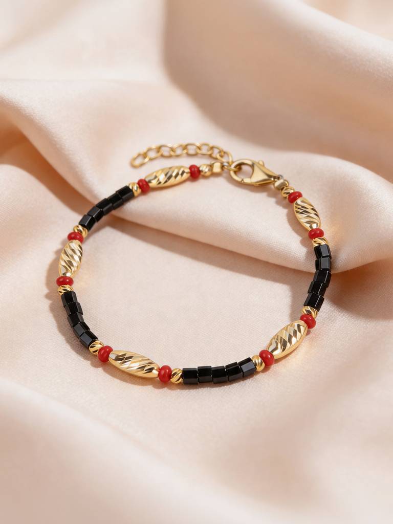 Silver Black & Red Kids Jewellery : EKDG5