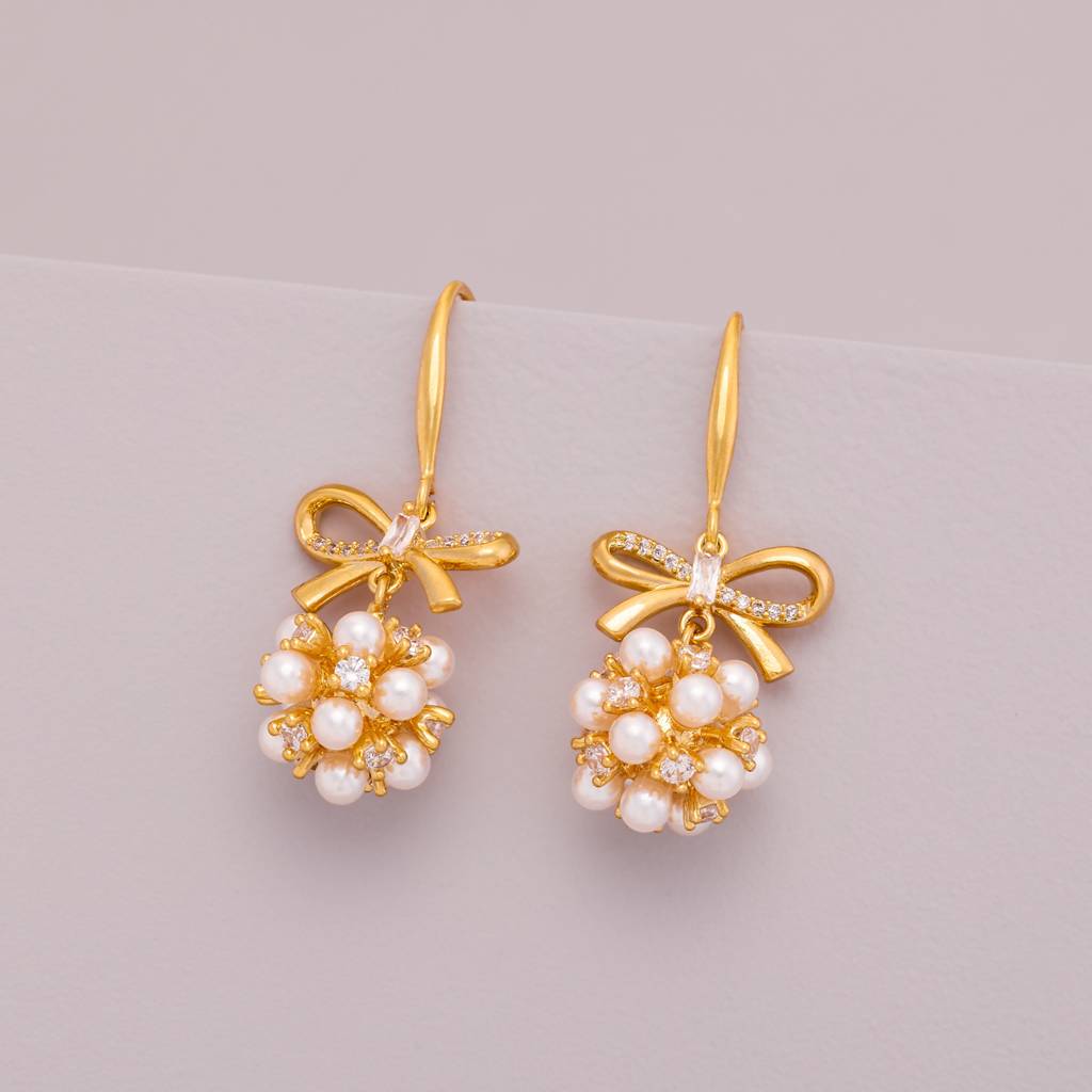 Pearl Gold - Plated Casual Wear Trendy Zircon Earring - 464504 : 464504