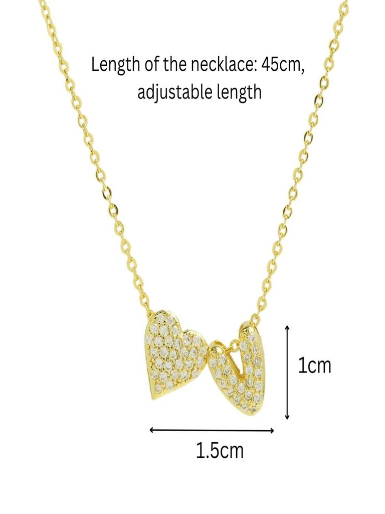 Reversible Initial Letter & Heart With Zircons Gold Plated Antitarnish Pendant : ABY0226P201GV