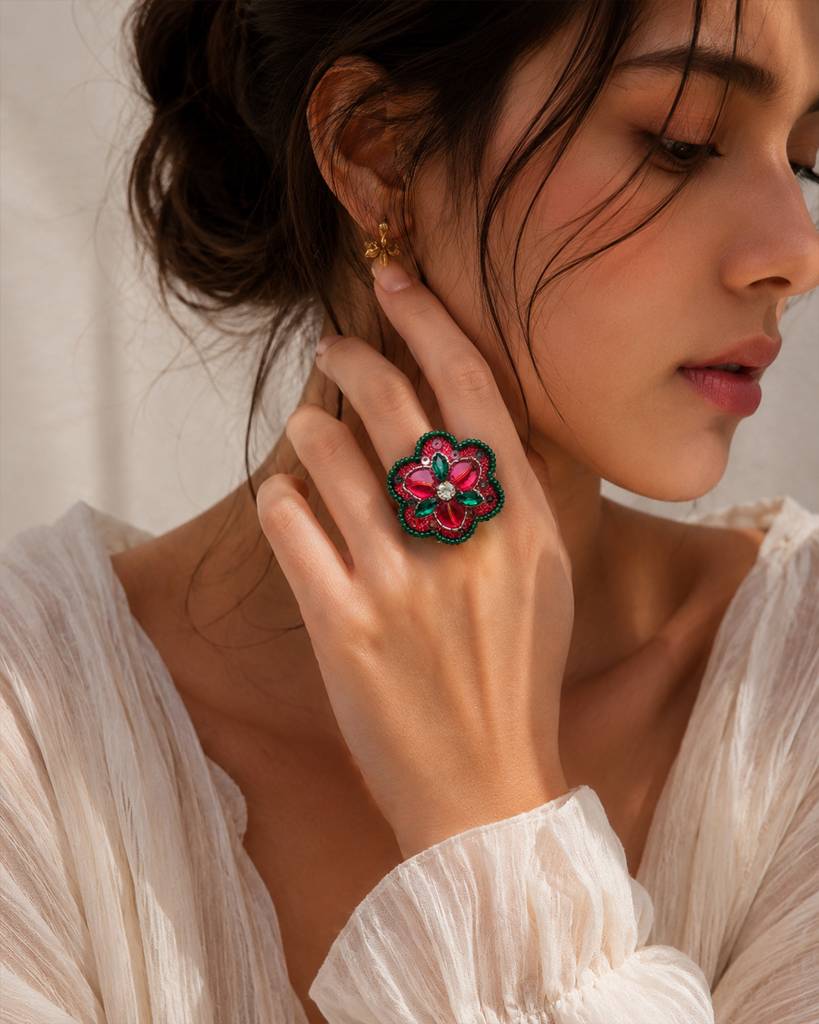 Red Flower Ring : ABFR39