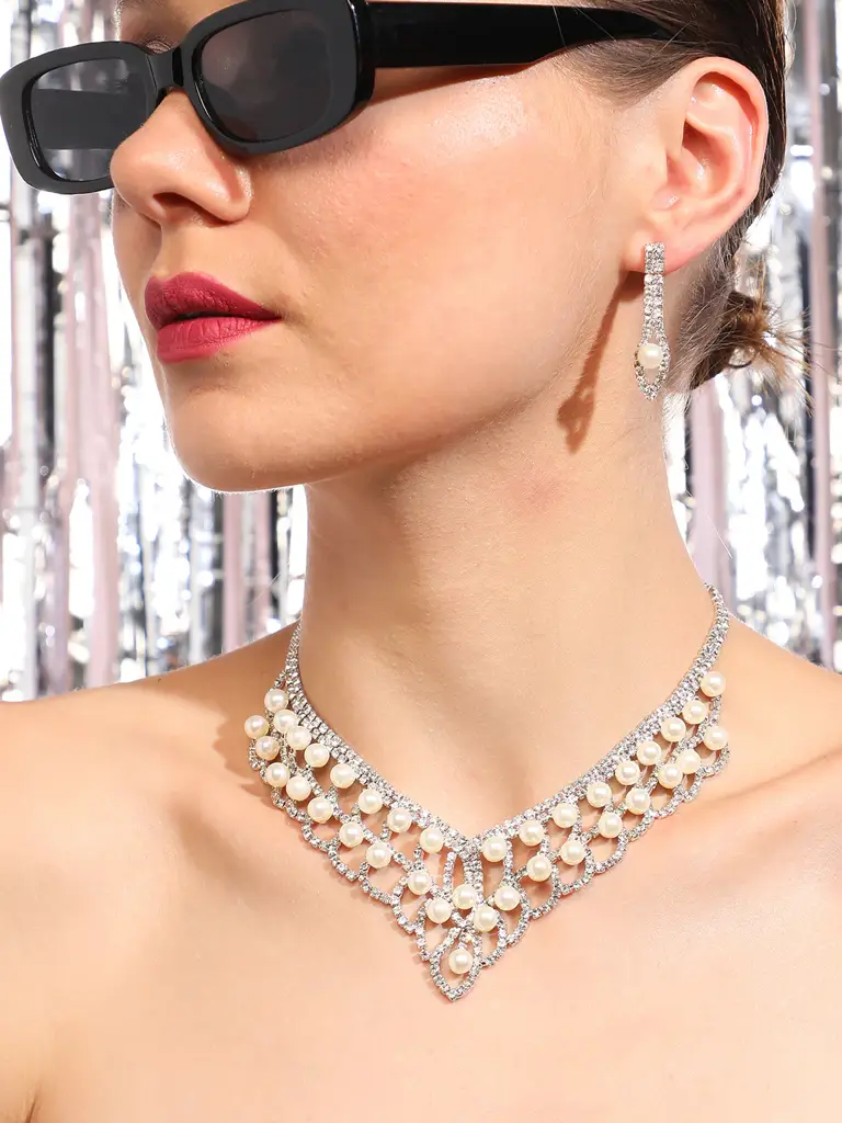 Azaria-Gold Plated Designer Stone Party Necklace For Women : SOHNCK3019