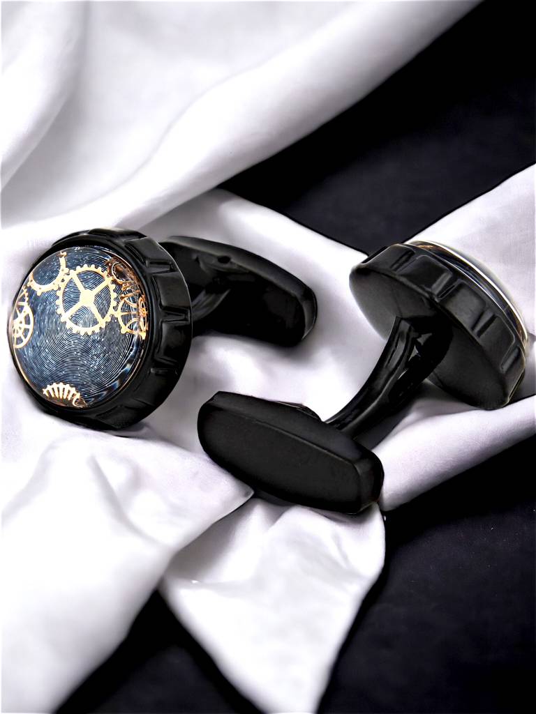 Men Jewellery Sleeve - Button Cuff Shirt Button, Blazer Cufflinks Pair Set For Men : 260-CHC4-1086-BL