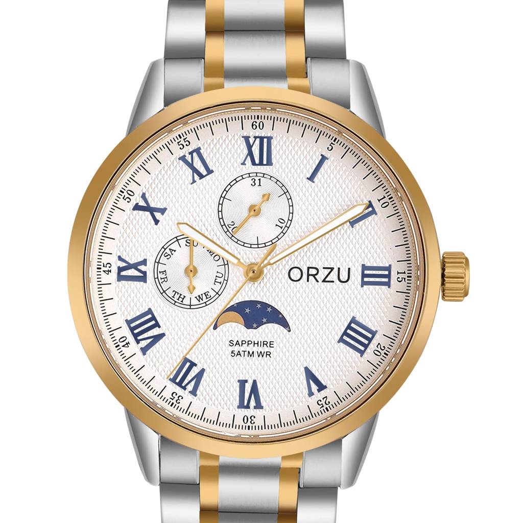 Multifunction Moon Phase Dial Men'S Watch - Mm40021 | Stainless Steel Case & Solid Band | Sapphire Glass | Band Watc : MM40023